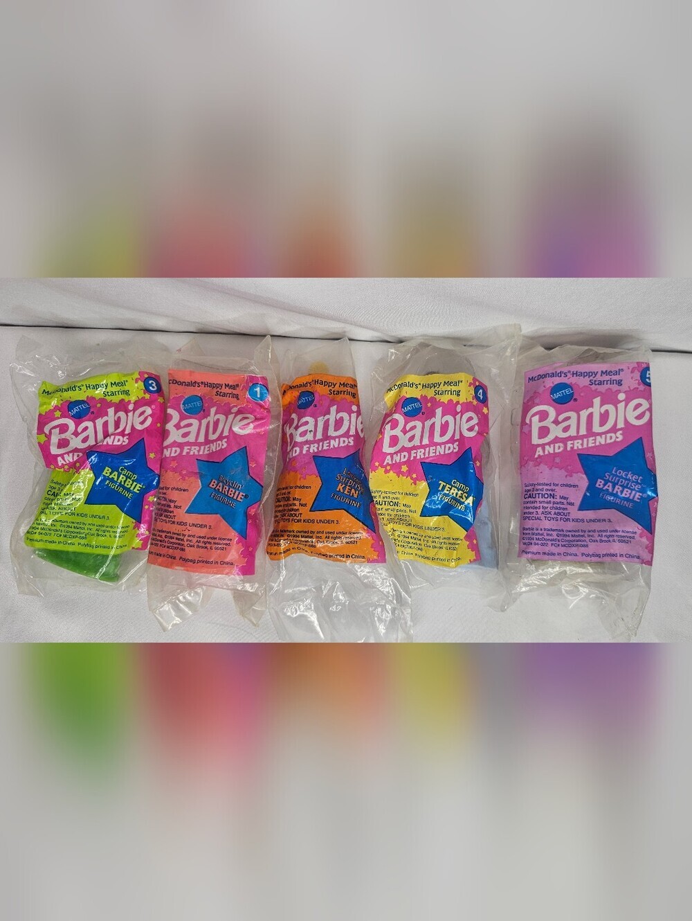 Vintage 1994 McDonalds Happy Meal Barbie  & Friends Figurine Lot of 5 New Sealed